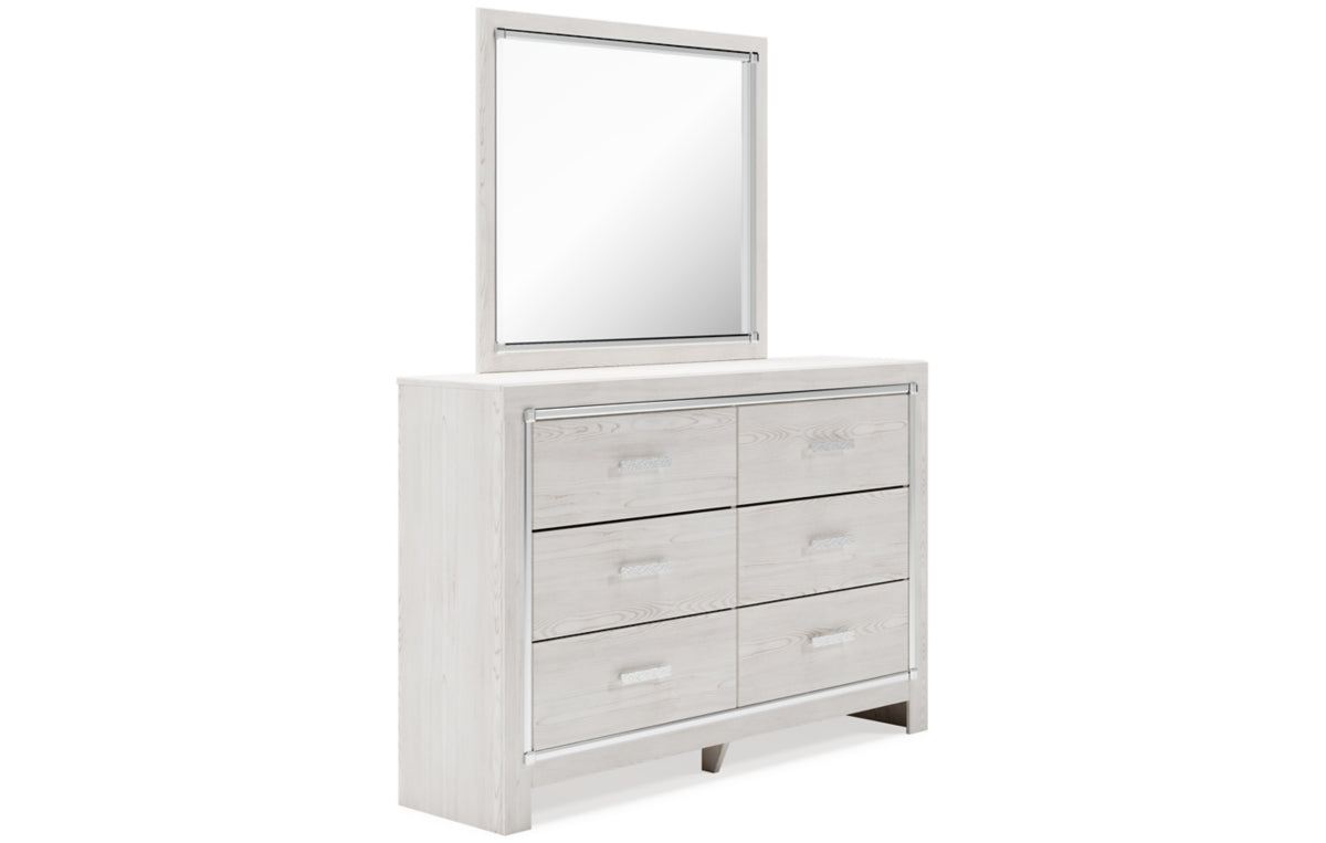 Altyra Queen Panel Headboard with Mirrored Dresser, Chest and Nightstand