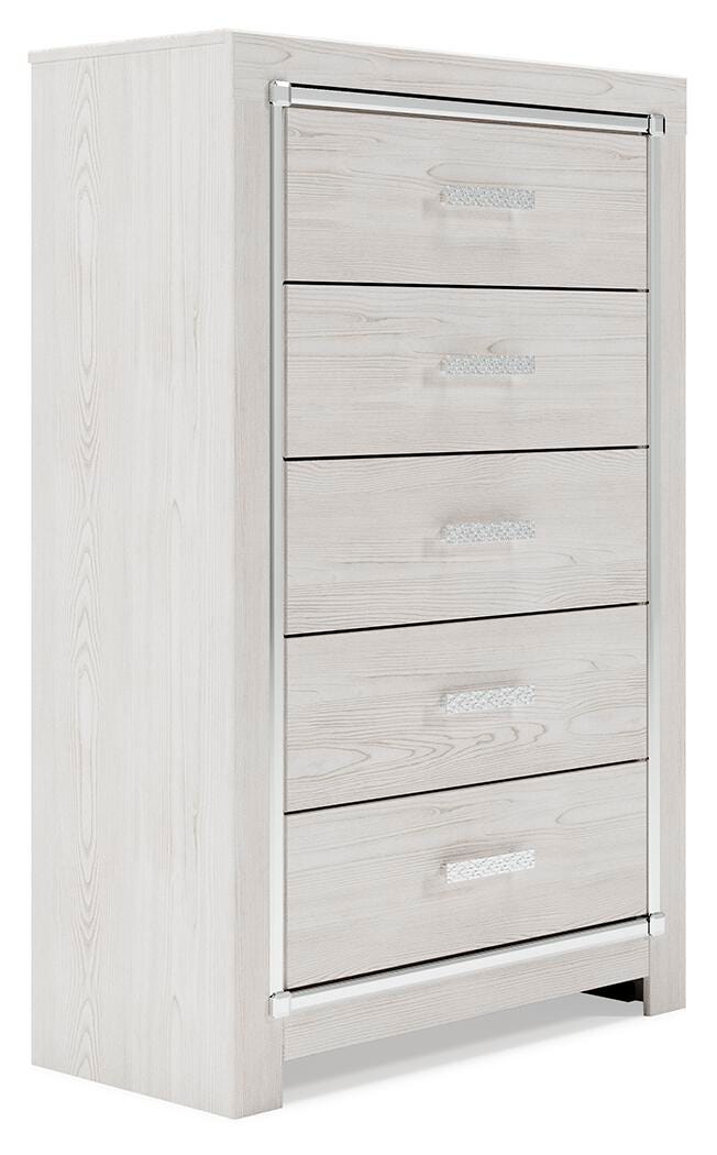 Altyra Twin Panel Bed with Mirrored Dresser and Chest