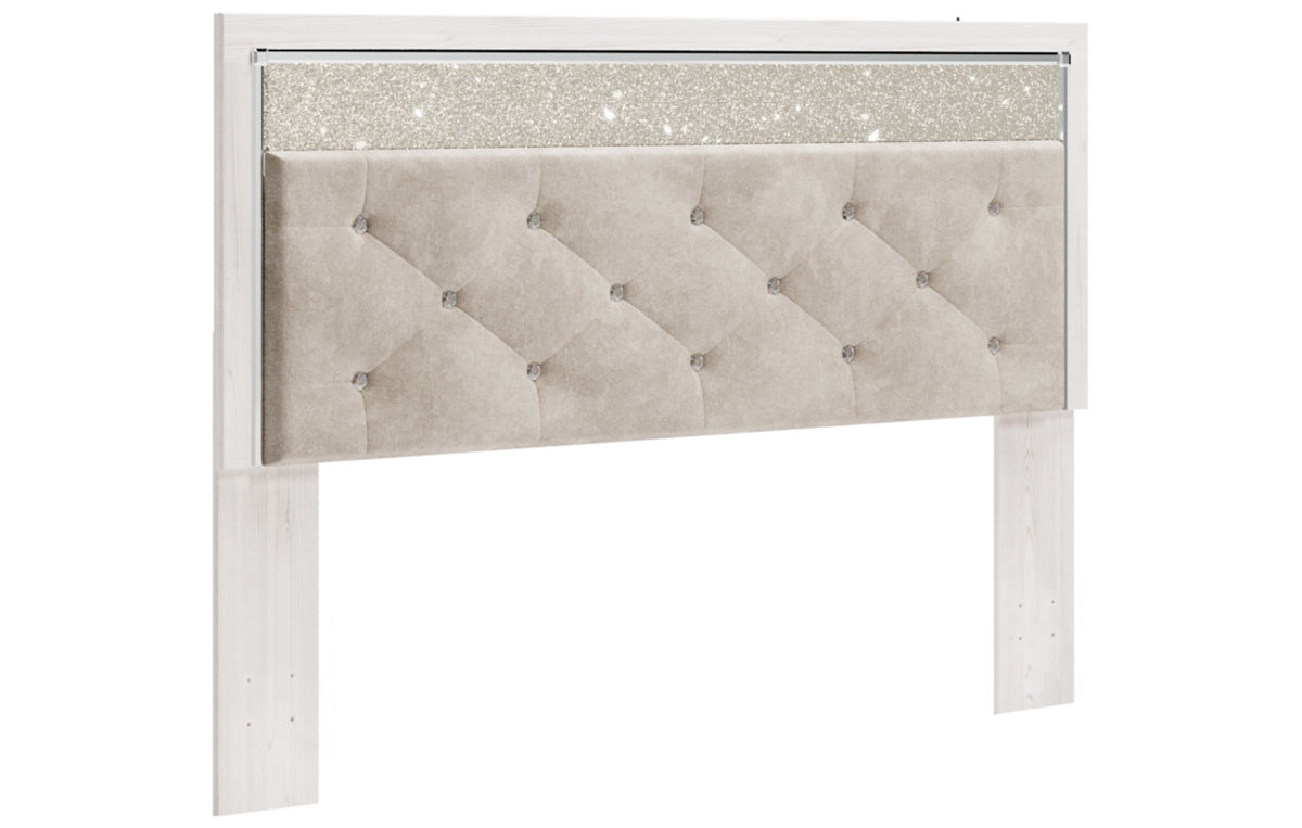 Altyra King Panel Headboard with Mirrored Dresser, Chest and Nightstand