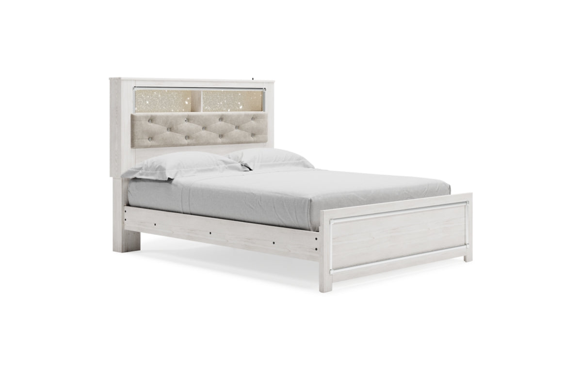 Altyra Queen Panel Bookcase Bed with Mirrored Dresser and Chest