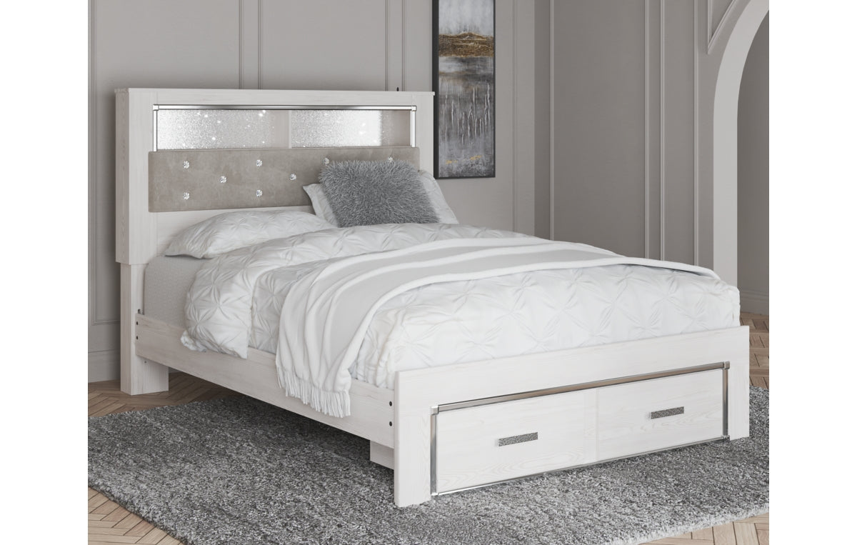 Altyra Queen Upholstered Bookcase Bed with Storage