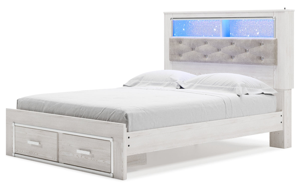 Altyra Queen Upholstered Bookcase Bed with Storage