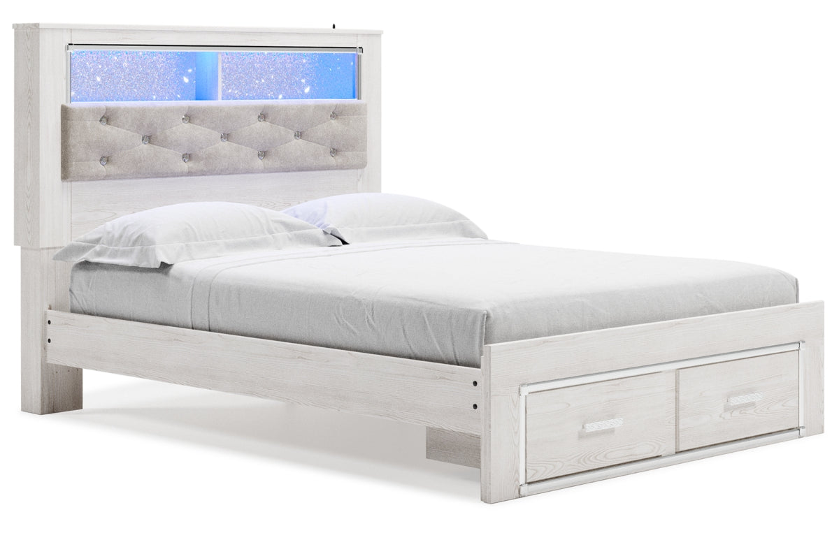 Altyra Queen Upholstered Bookcase Bed with Storage