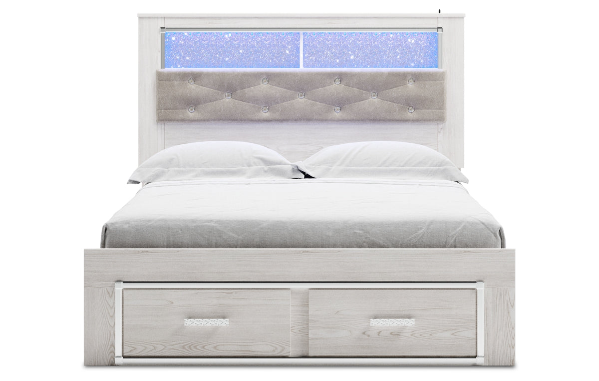 Altyra Queen Upholstered Bookcase Bed with Storage