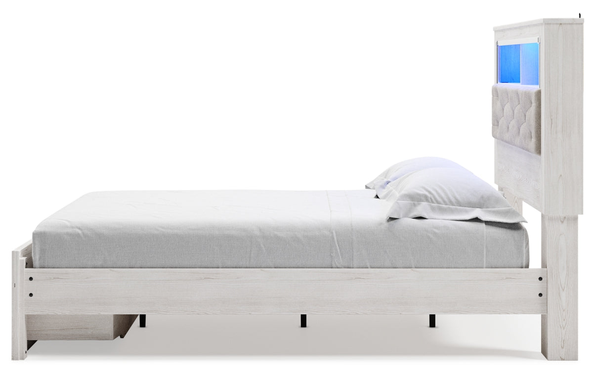 Altyra Queen Upholstered Bookcase Bed with Storage