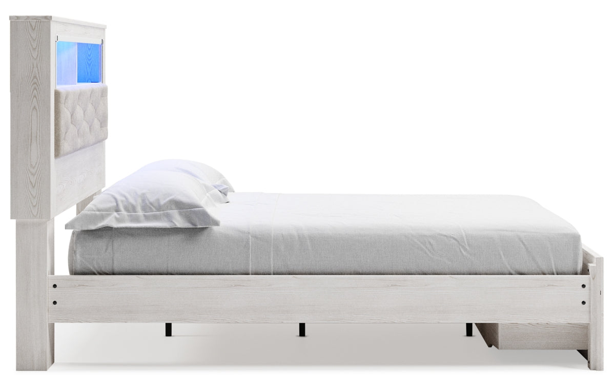 Altyra Queen Upholstered Bookcase Bed with Storage