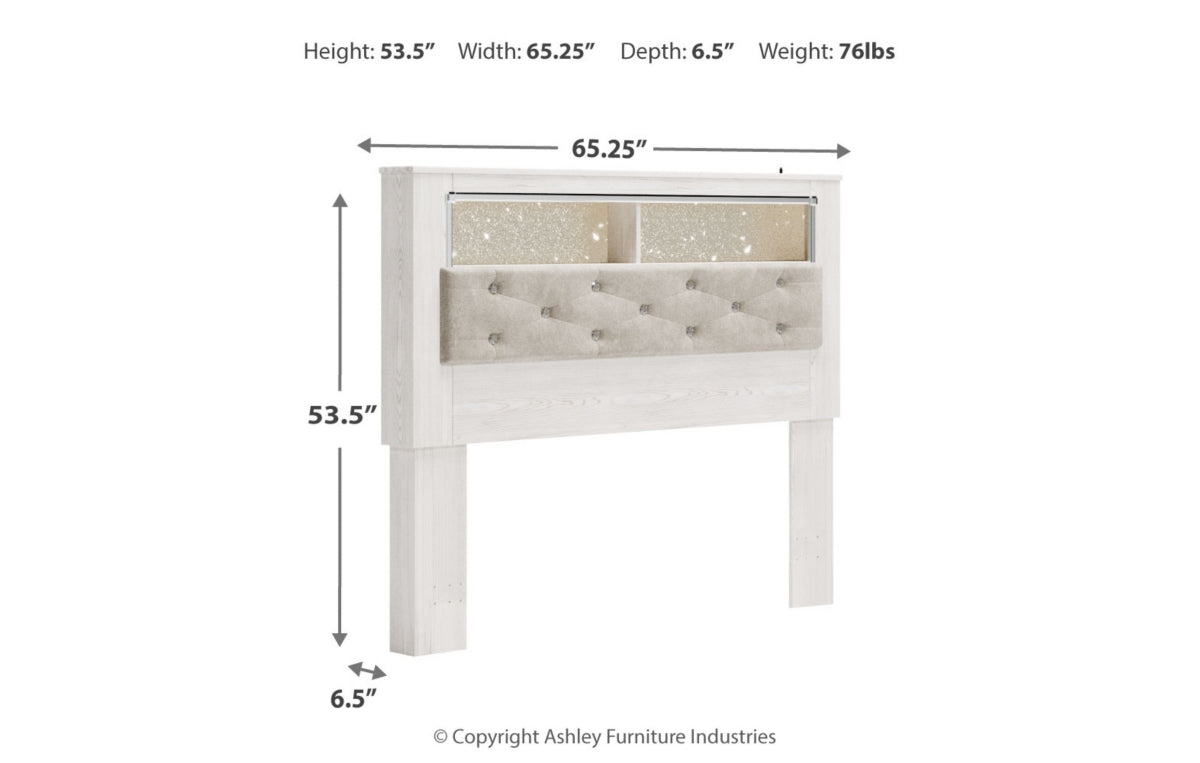 Altyra Queen Upholstered Panel Bookcase Headboard