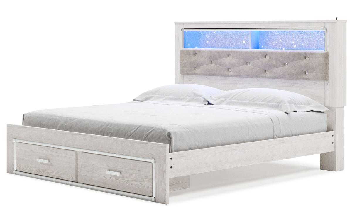Altyra King Upholstered Bookcase Bed with Storage