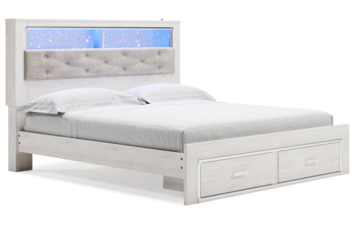 Altyra King Upholstered Bookcase Bed with Storage