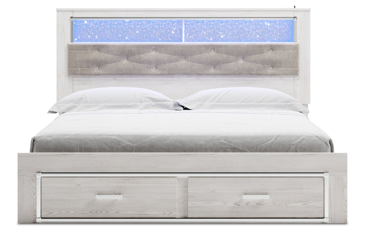 Altyra King Upholstered Bookcase Bed with Storage