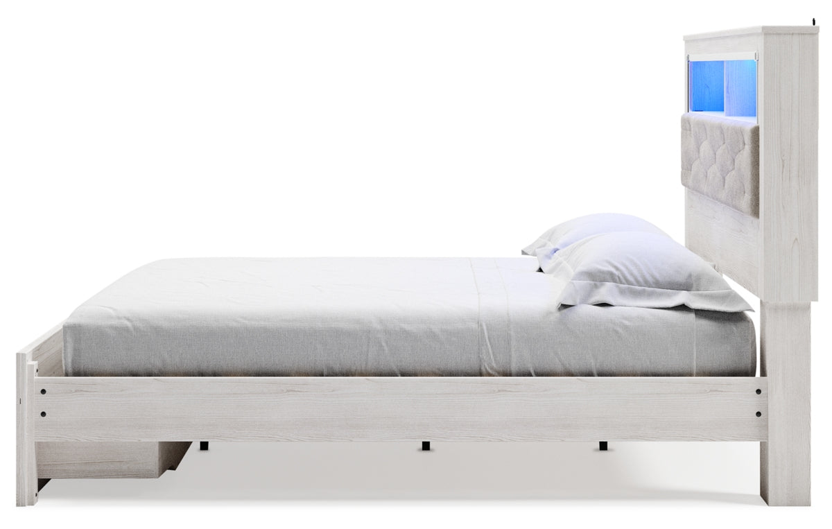 Altyra King Upholstered Bookcase Bed with Storage