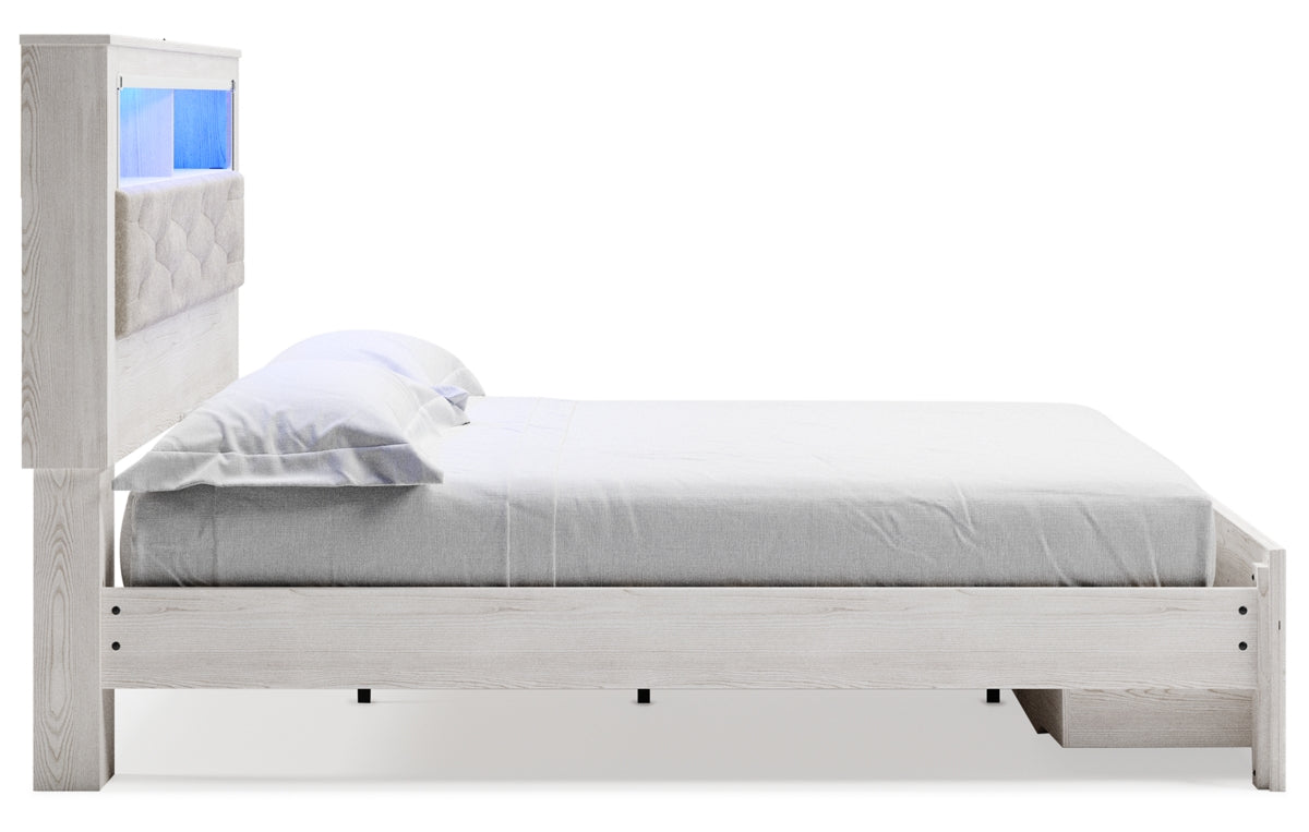 Altyra King Upholstered Bookcase Bed with Storage