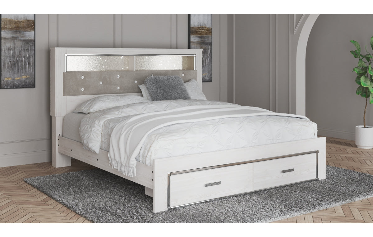 Altyra King Upholstered Bookcase Bed with Storage