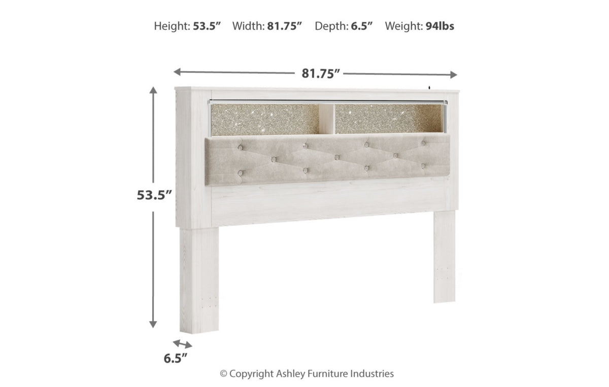 Altyra King Upholstered Panel Bookcase Headboard