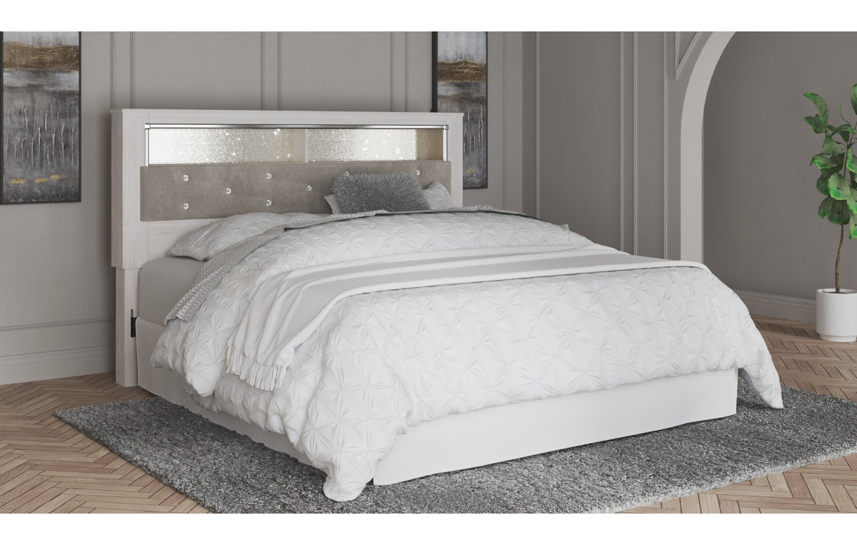 Altyra King Upholstered Panel Bookcase Headboard