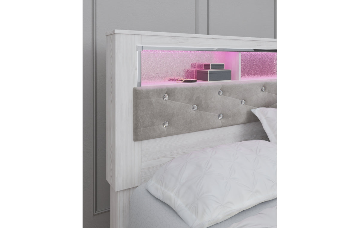 Altyra King Upholstered Panel Bookcase Headboard