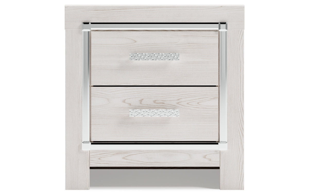 Altyra King Upholstered Storage Bed with Mirrored Dresser and Nightstand