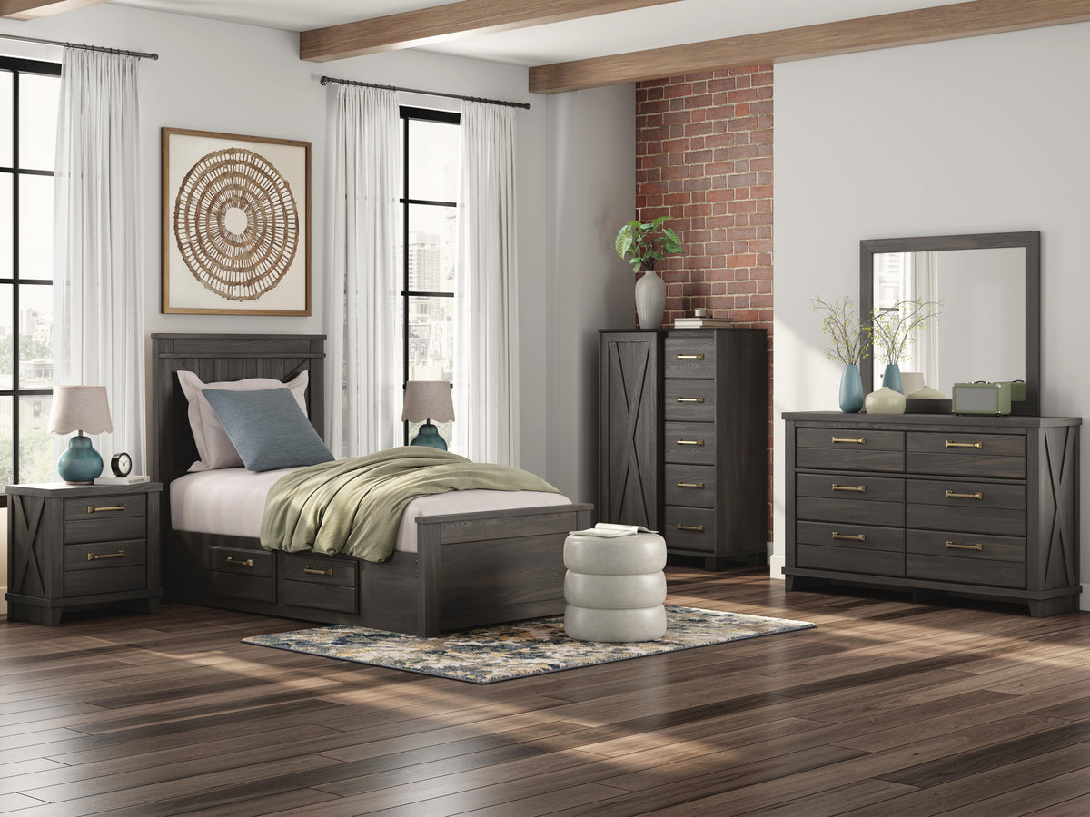 Vonitta Bay Twin Panel Bed with 2 Sided Storage