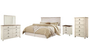 Willowton King/California King Panel Headboard with Mirrored Dresser, Chest and Nightstand