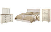 Willowton King/California King Panel Headboard with Mirrored Dresser and Chest