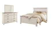 Willowton Queen Panel Bed with Mirrored Dresser