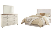 Willowton Queen/Full Panel Headboard with Mirrored Dresser