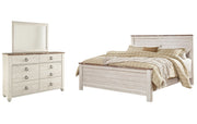 Willowton California King Panel Bed with Mirrored Dresser