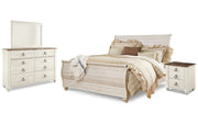 Willowton King Sleigh Bed with Mirrored Dresser and Nightstand