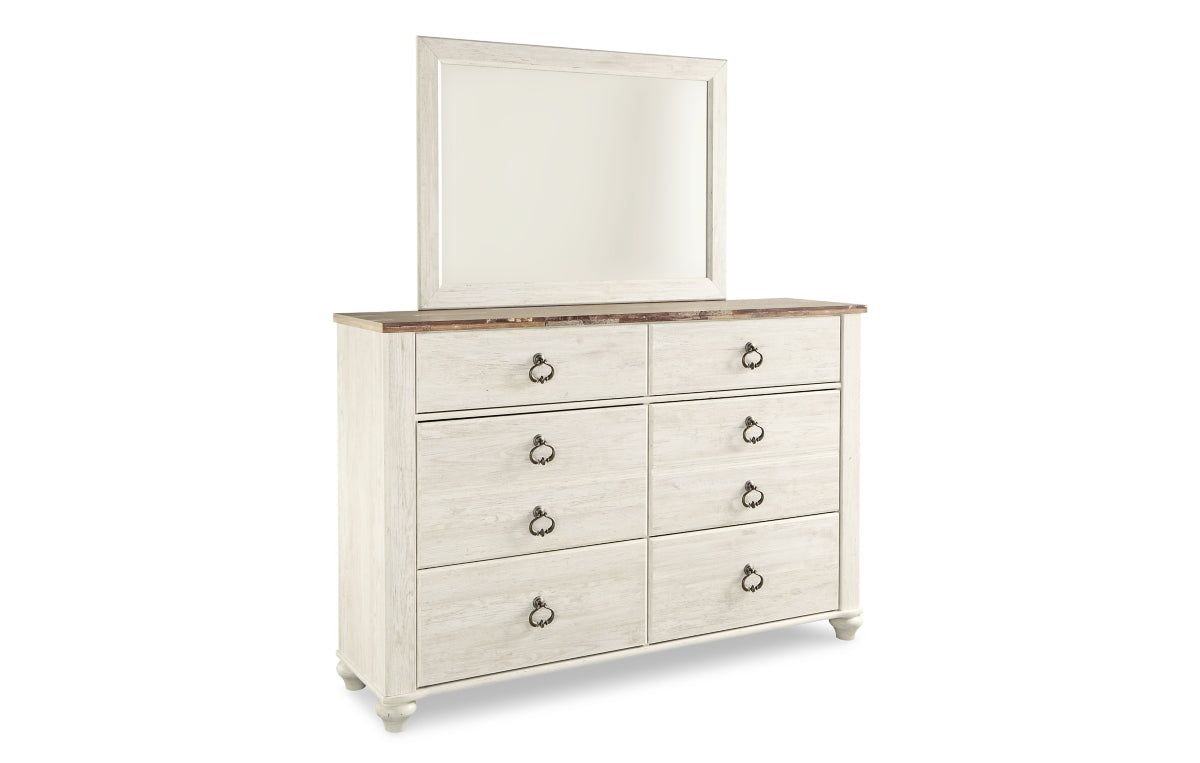 Willowton Queen Sleigh Bed with Mirrored Dresser