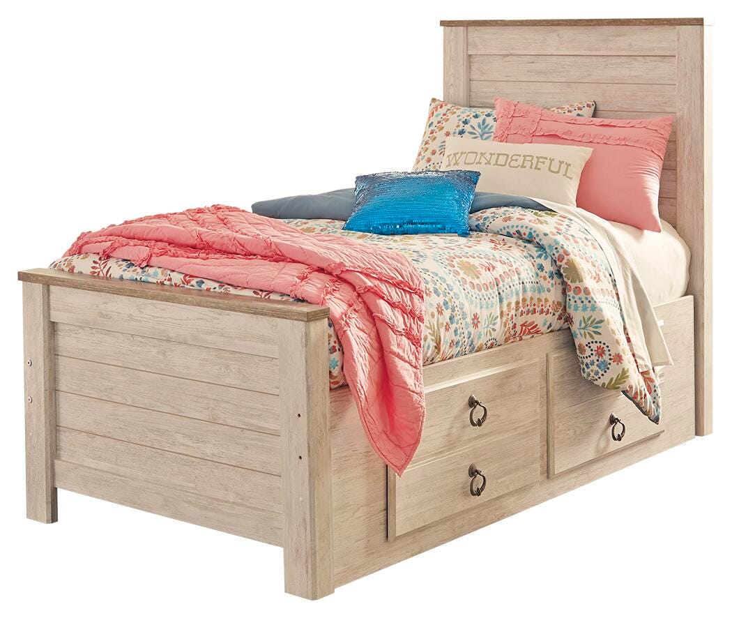 Willowton Twin Panel Bed with 2 Storage Drawers