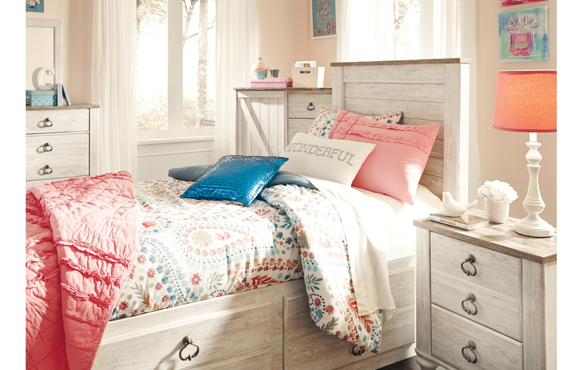 Willowton Twin Panel Bed with 2 Storage Drawers