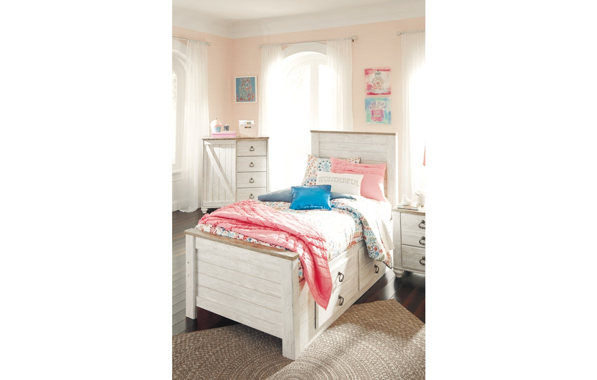 Willowton Twin Panel Bed with 2 Storage Drawers