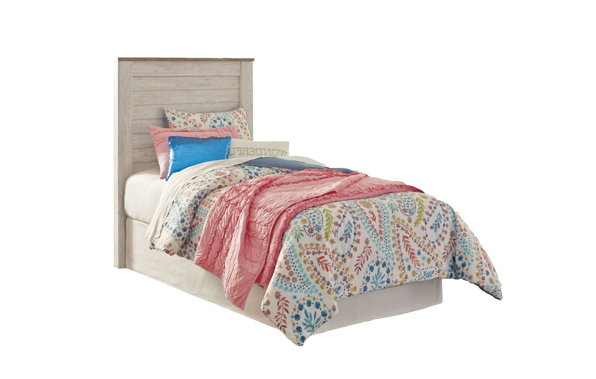 Willowton Twin Panel Headboard with Mirrored Dresser, Chest and Nightstand