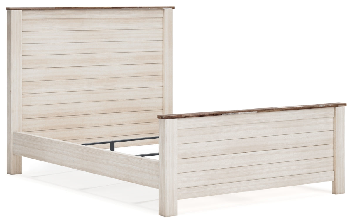 Willowton Queen Panel Bed with Mirrored Dresser and Nightstand