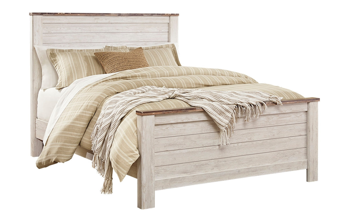 Willowton Queen Panel Bed with Mirrored Dresser, Chest and Nightstand