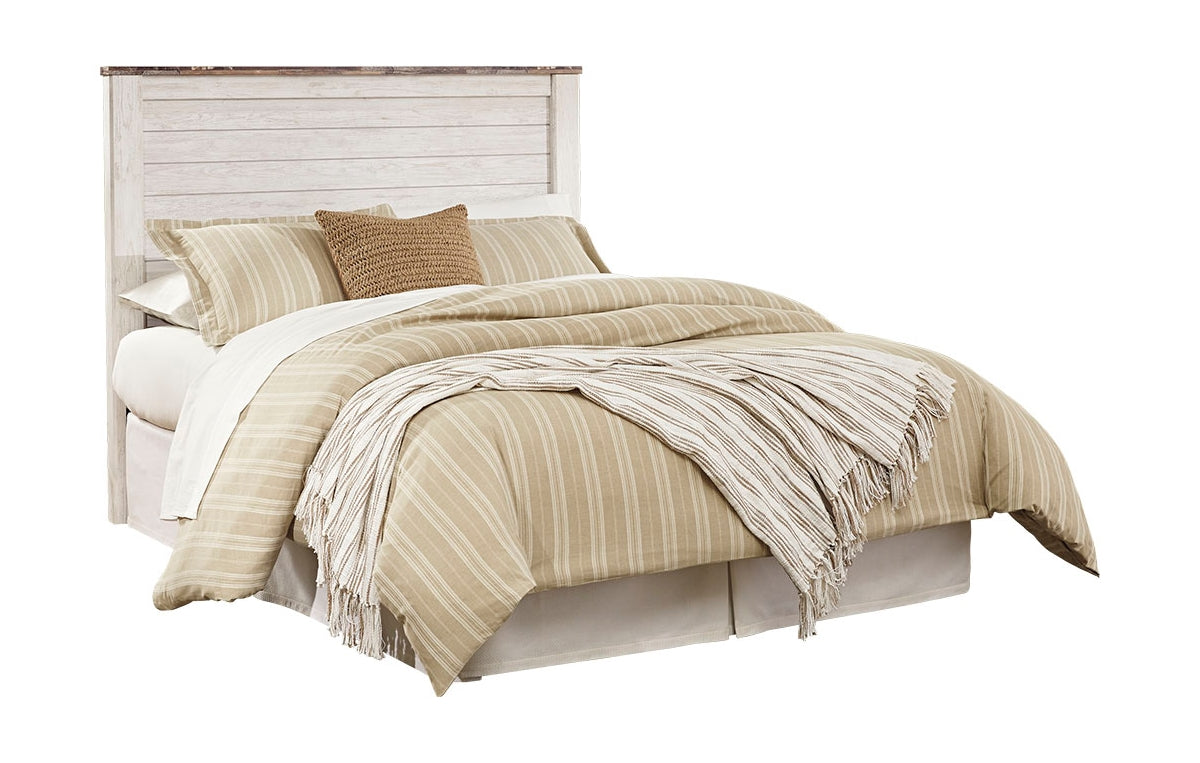 Willowton Queen/Full Panel Headboard with Mirrored Dresser, Chest and Nightstand
