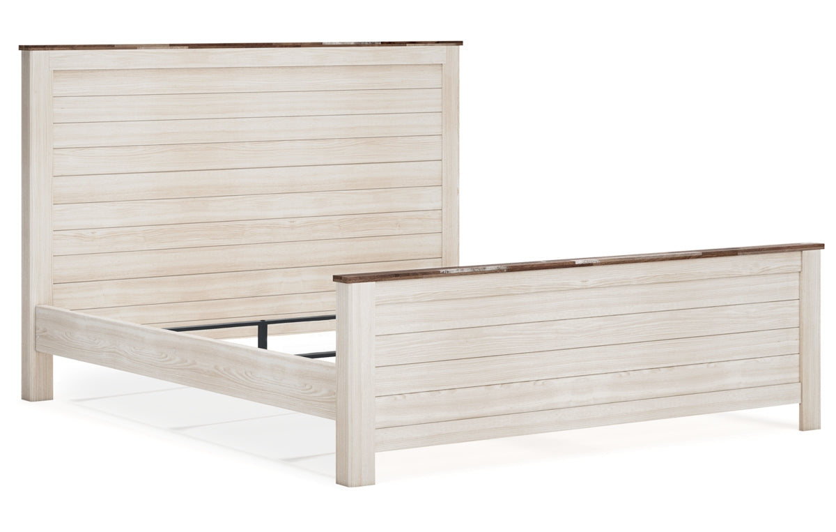 Willowton King Panel Bed with Mirrored Dresser and Nightstand