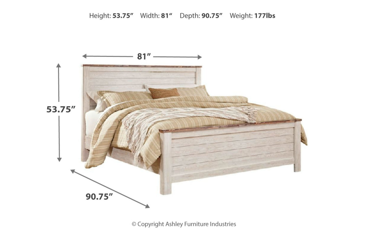 Willowton King Panel Bed with Mirrored Dresser
