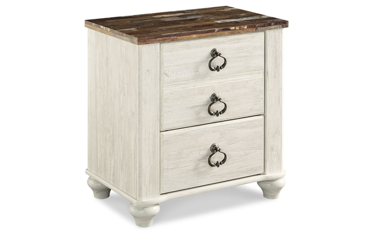 Willowton Queen Panel Bed with Mirrored Dresser and Nightstand