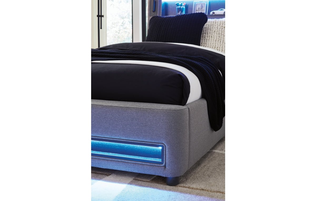 Verishaw Twin Upholstered Bed with Wireless Audio