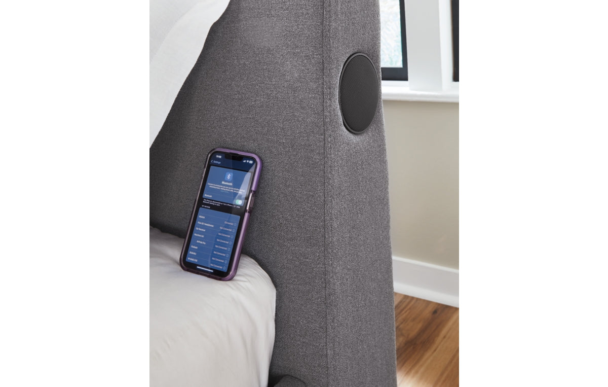 Verishaw Twin Upholstered Bed with Wireless Audio