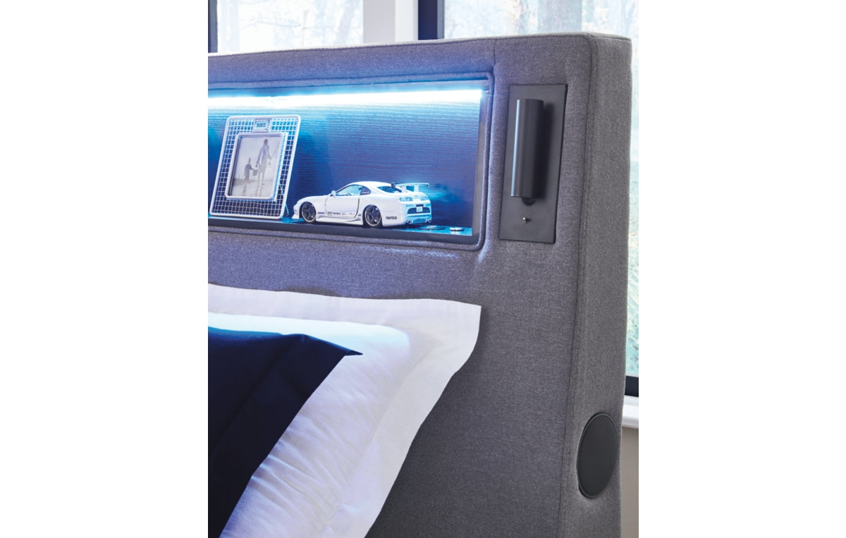 Verishaw Twin Upholstered Bed with Wireless Audio