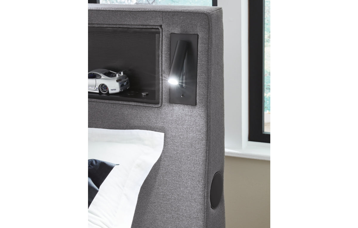 Verishaw Twin Upholstered Bed with Wireless Audio