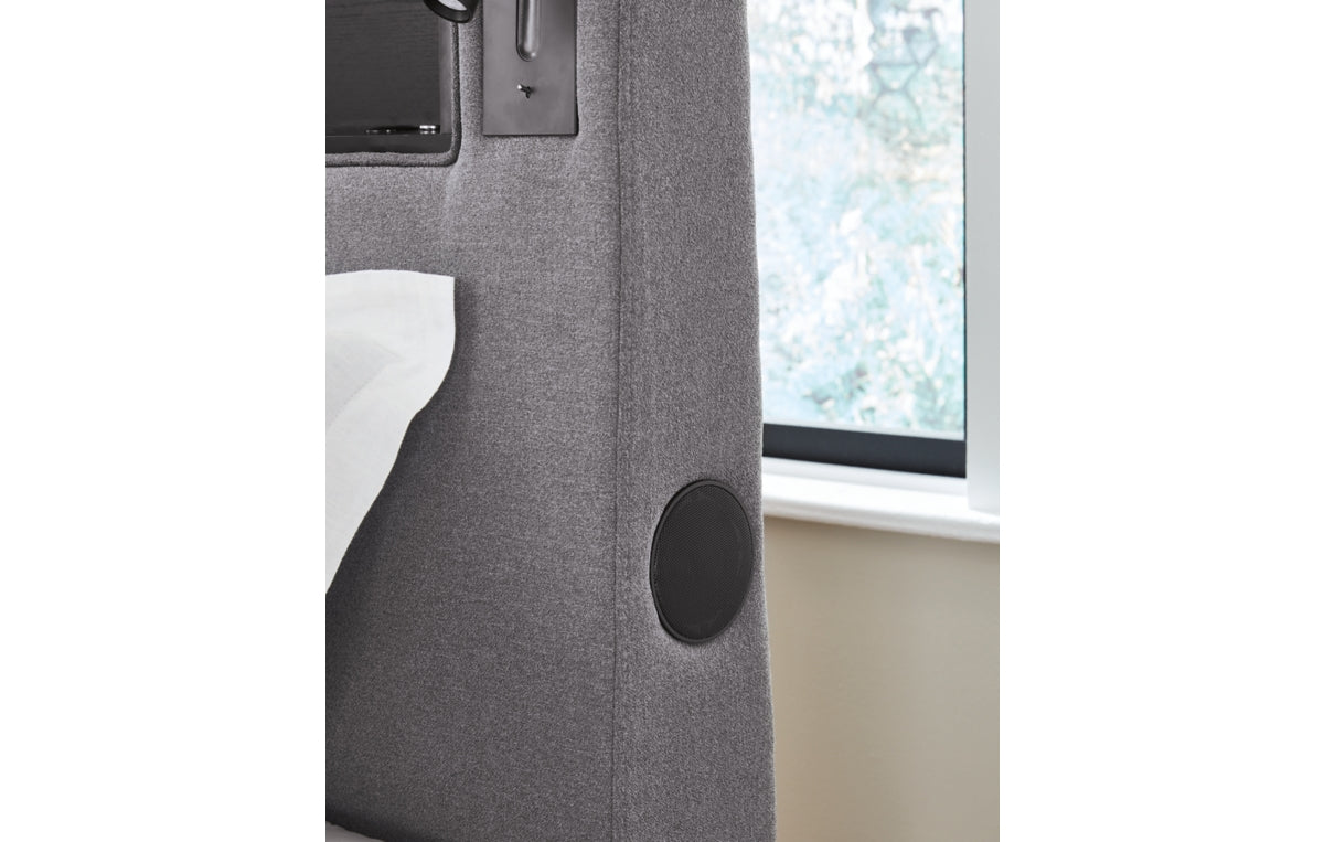 Verishaw Twin Upholstered Bed with Wireless Audio