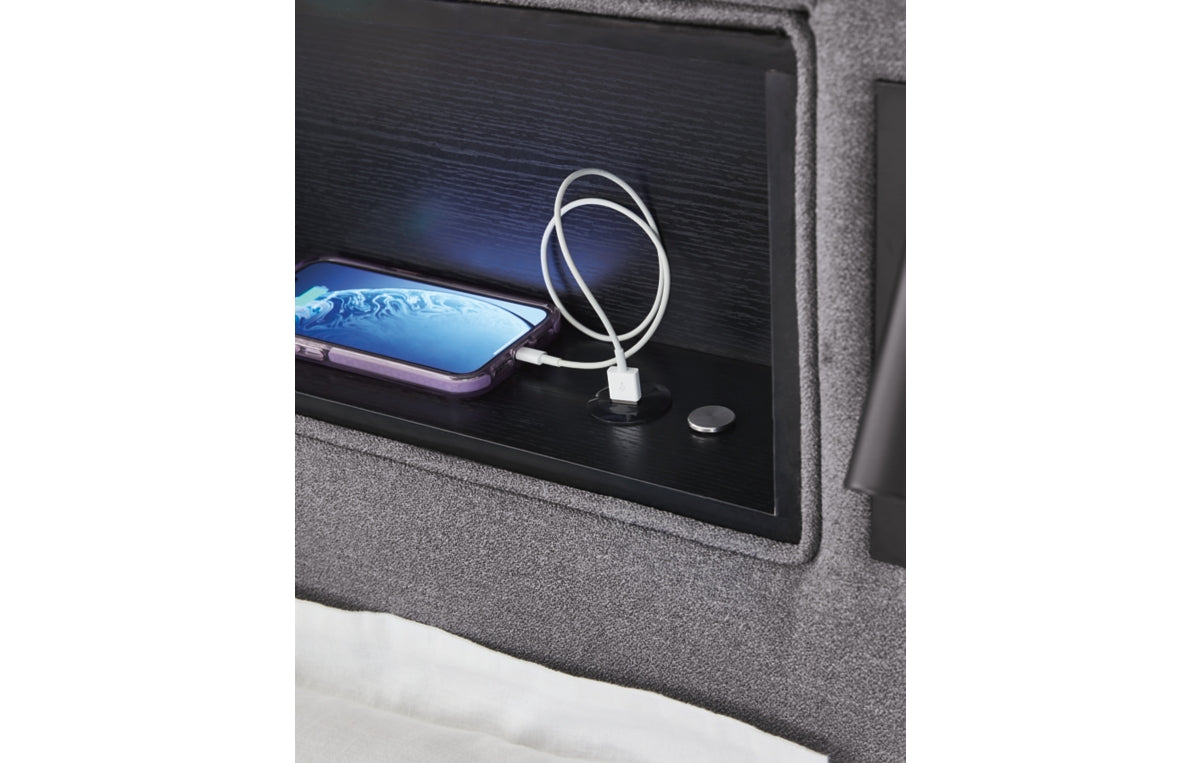 Verishaw Twin Upholstered Bed with Wireless Audio
