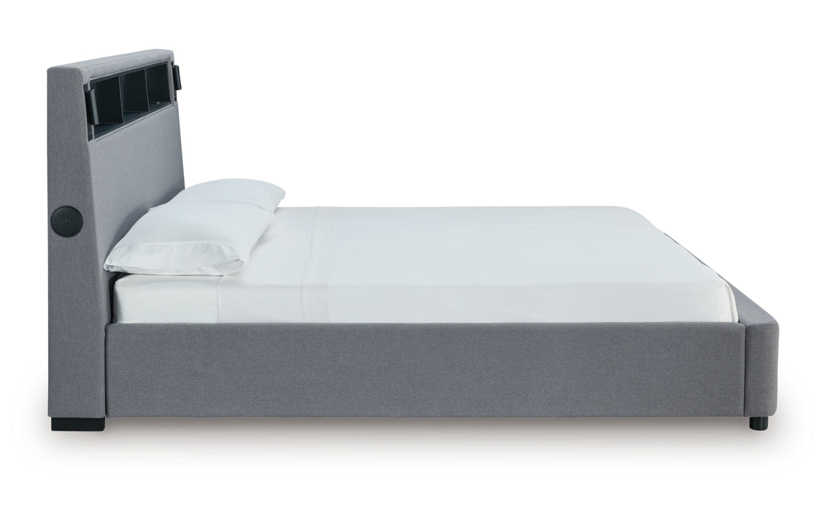 Verishaw California King Upholstered Bed with Wireless Audio