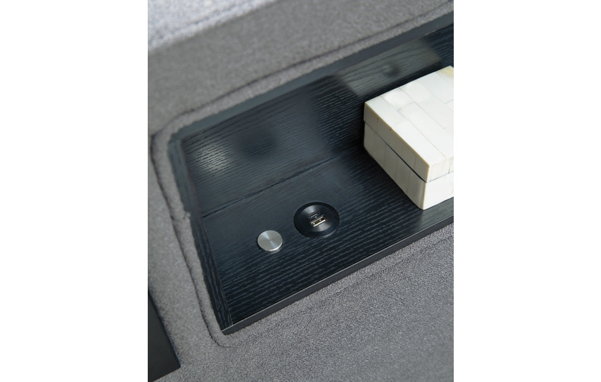Verishaw King Upholstered Bed with Wireless Audio