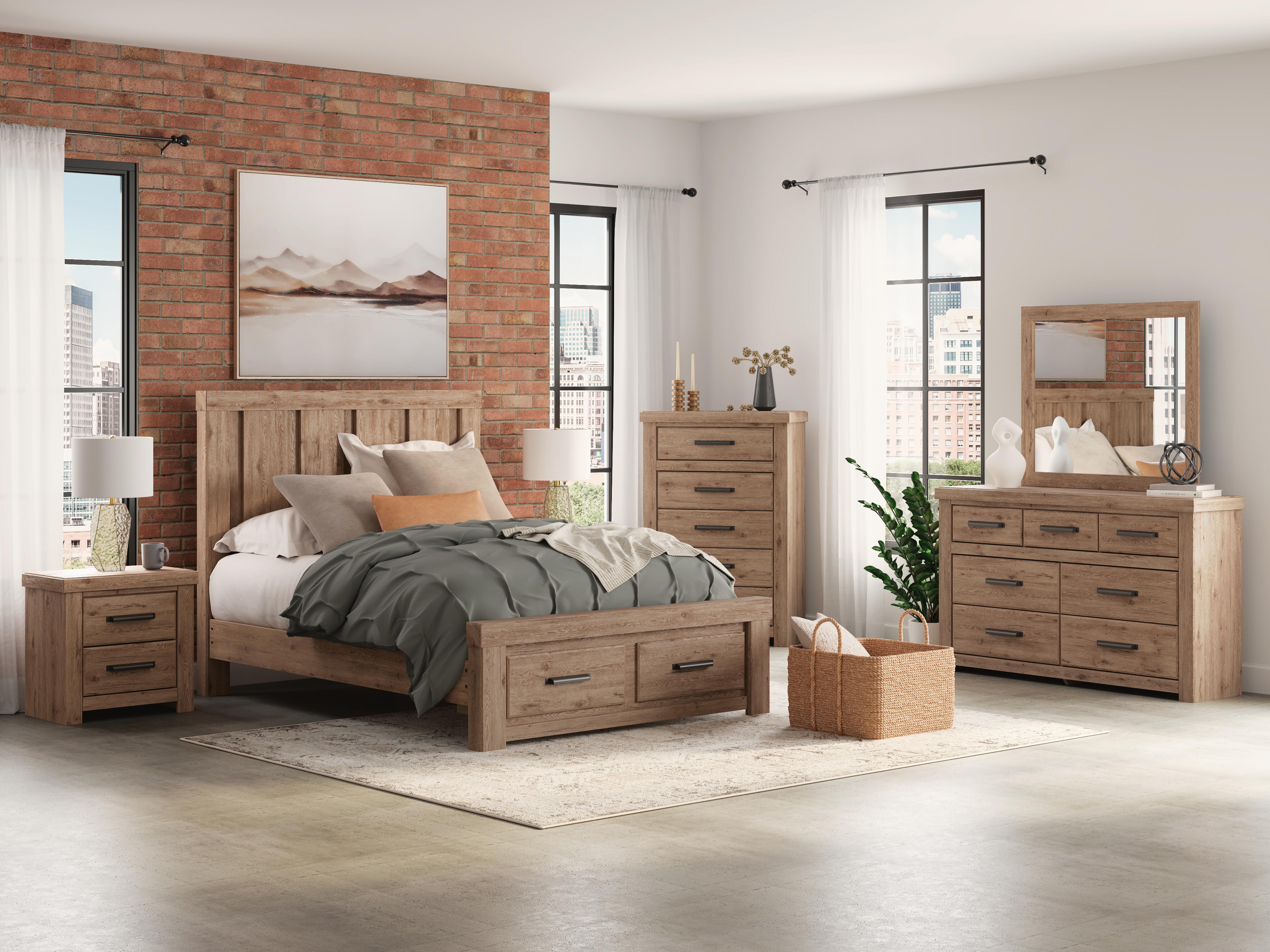 Oliandon Queen Panel Storage Bed, Dresser, Mirror, Chest and Nightstand