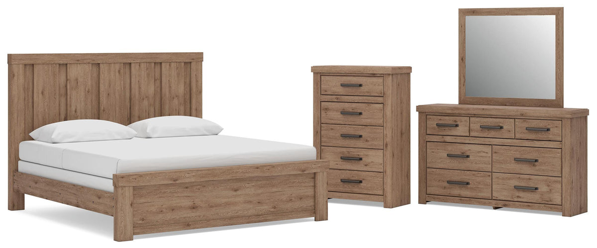 Oliandon King Panel Bed, Dresser, Mirror and Chest