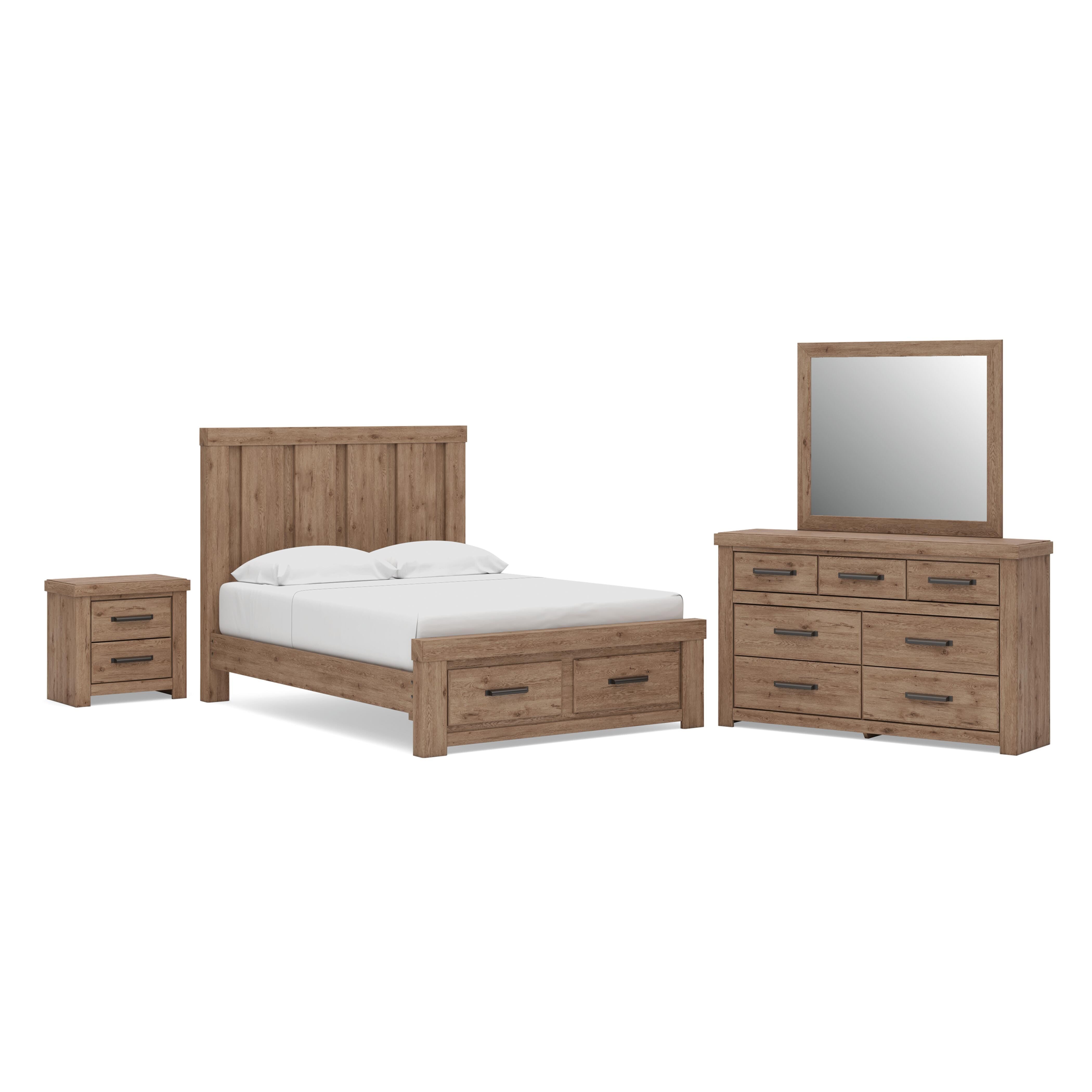 Oliandon Queen Panel Storage Bed. Dresser, Mirror and Nightstand